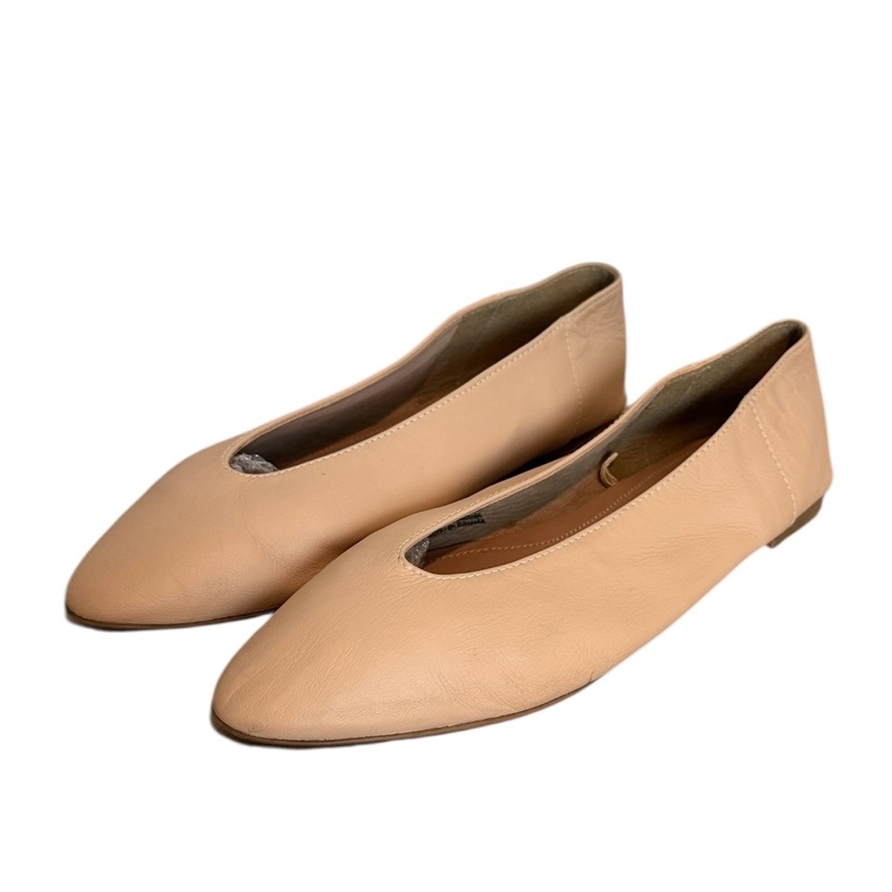 Zara Tan Leather Women's Pointed Toe Flats Size EU39 US8-8.5